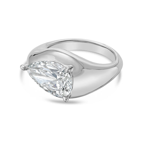 Lab-Grown East-West Pear Diamond Dome Ring