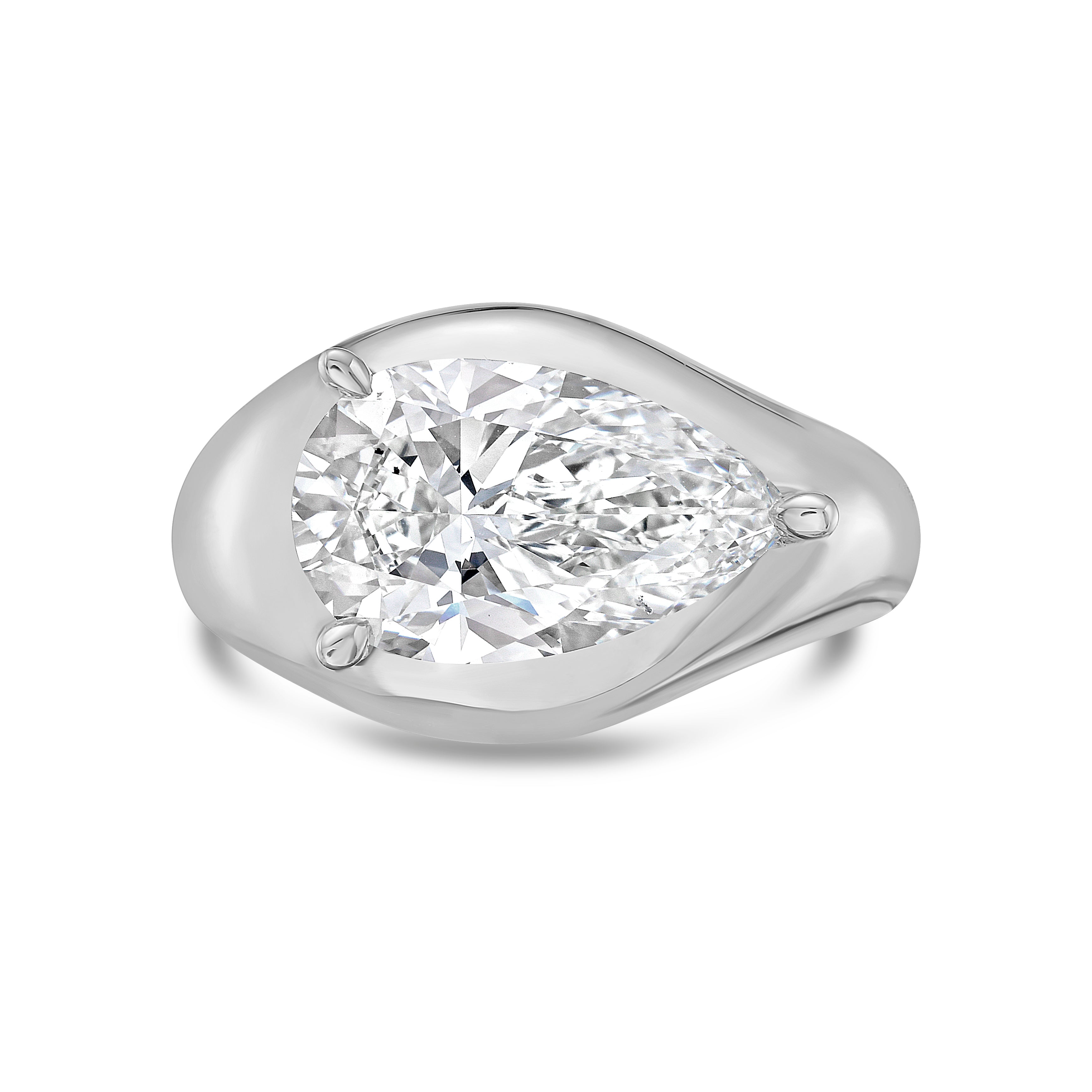 Lab-Grown East-West Pear Diamond Dome Ring, 18k Gold