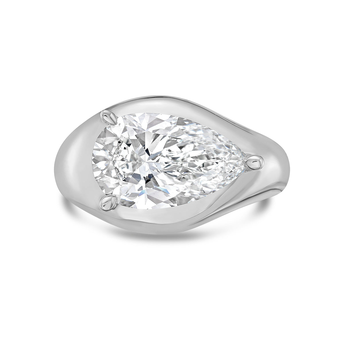 Lab-Grown East-West Pear Diamond Dome Ring