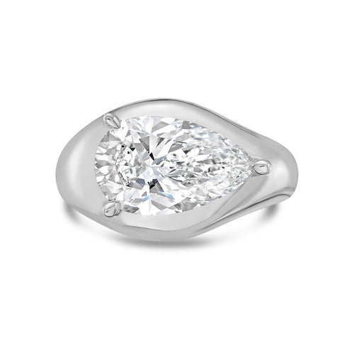 Lab-Grown East-West Pear Diamond Dome Ring