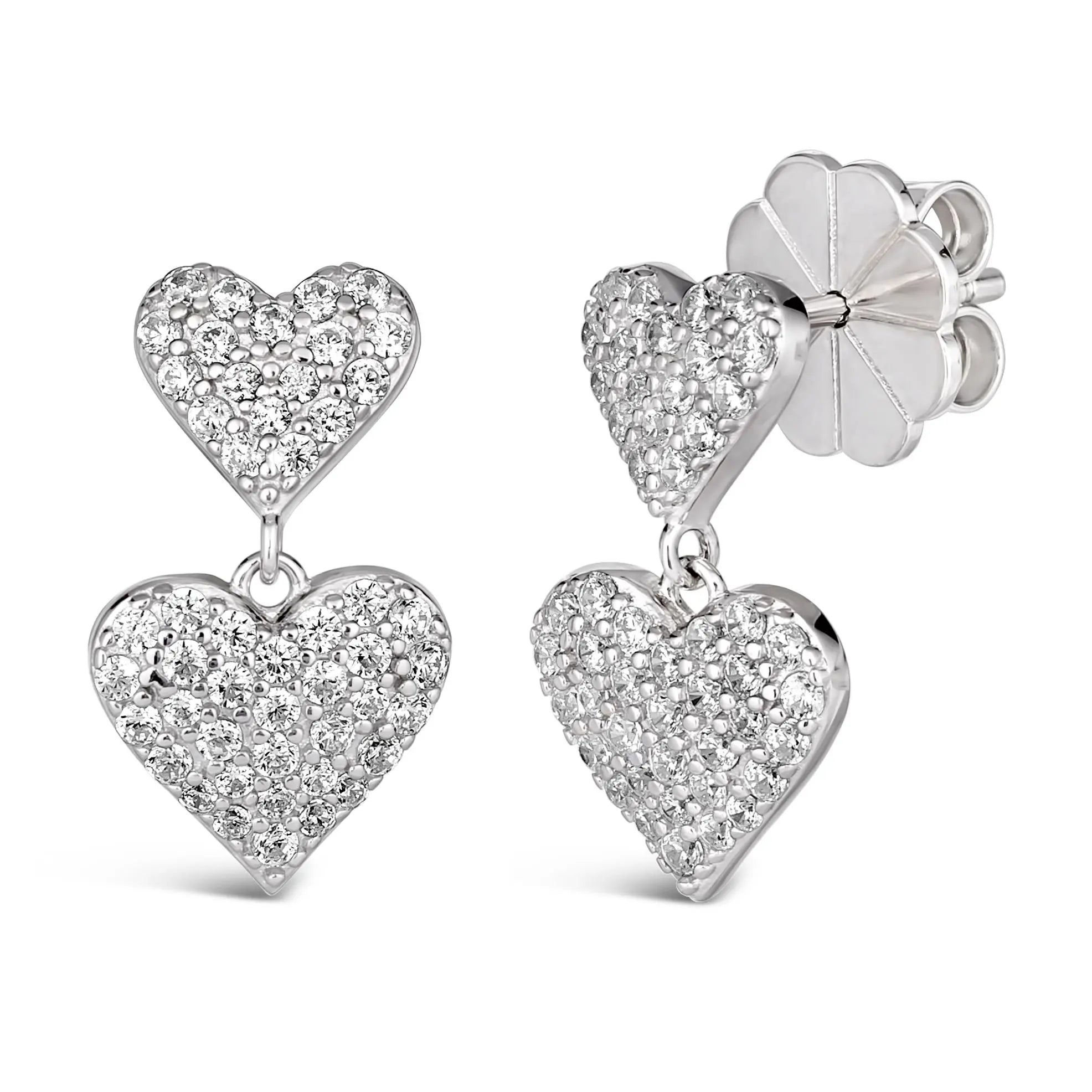 Maria Barcelona Double Heart Earrings Platinum