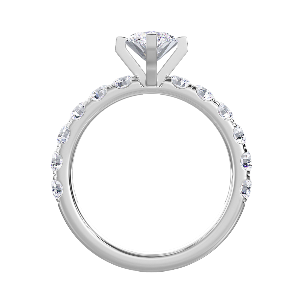 Lab-Grown Marquise Pave Diamond Engagement Ring, 18K Gold