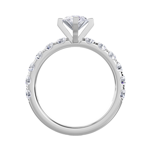 Lab-Grown Marquise Pave Diamond Engagement Ring, 18K Gold
