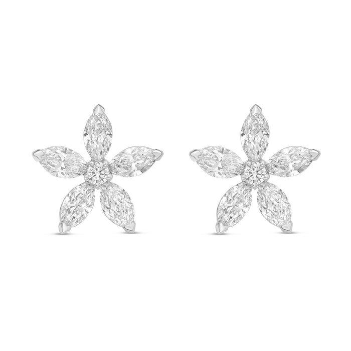 Marquise Diamond Flower Stud Earrings