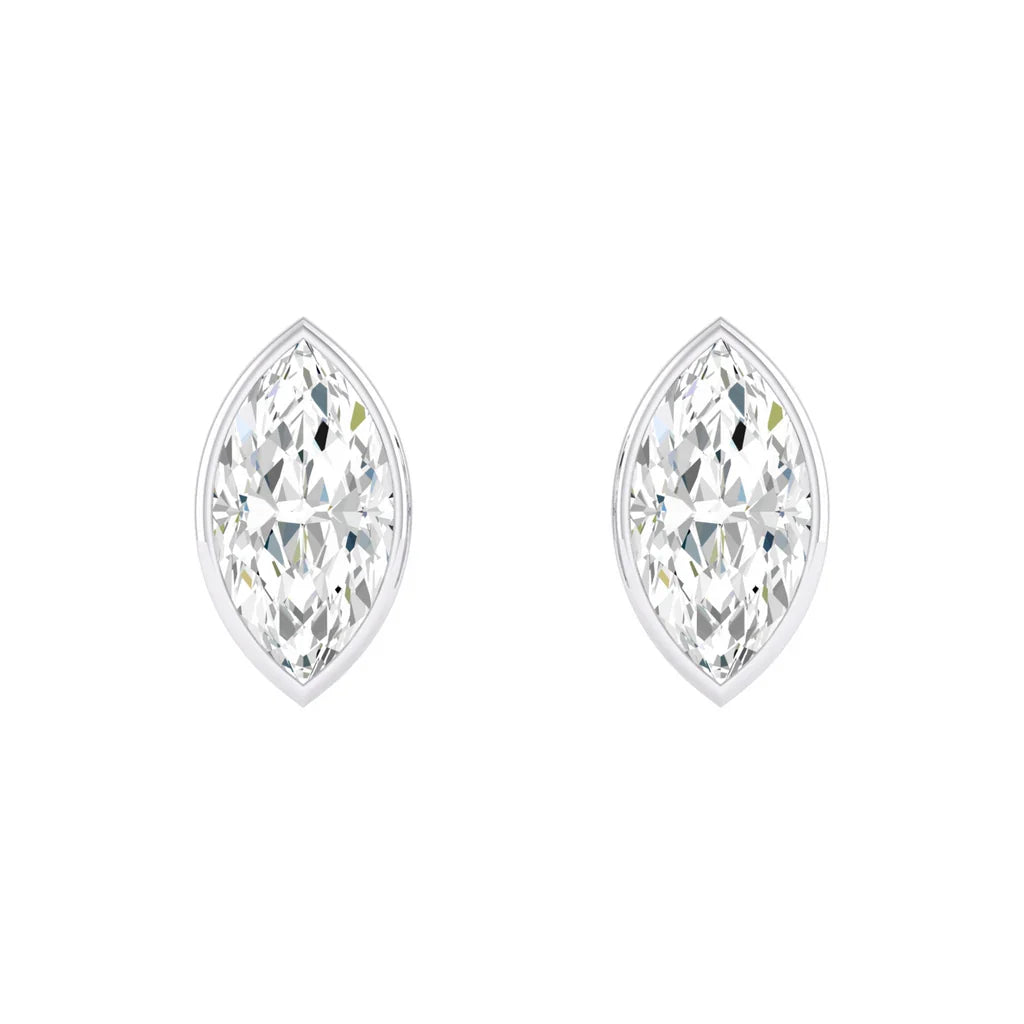 Lab Grown Marquise Diamond Bezel Stud Earrings