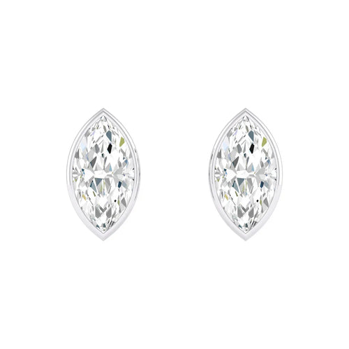 Lab Grown Marquise Diamond Bezel Stud Earrings