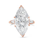 Lab-Grown Marquise Diamond Ring with Baguettes, 18K Gold