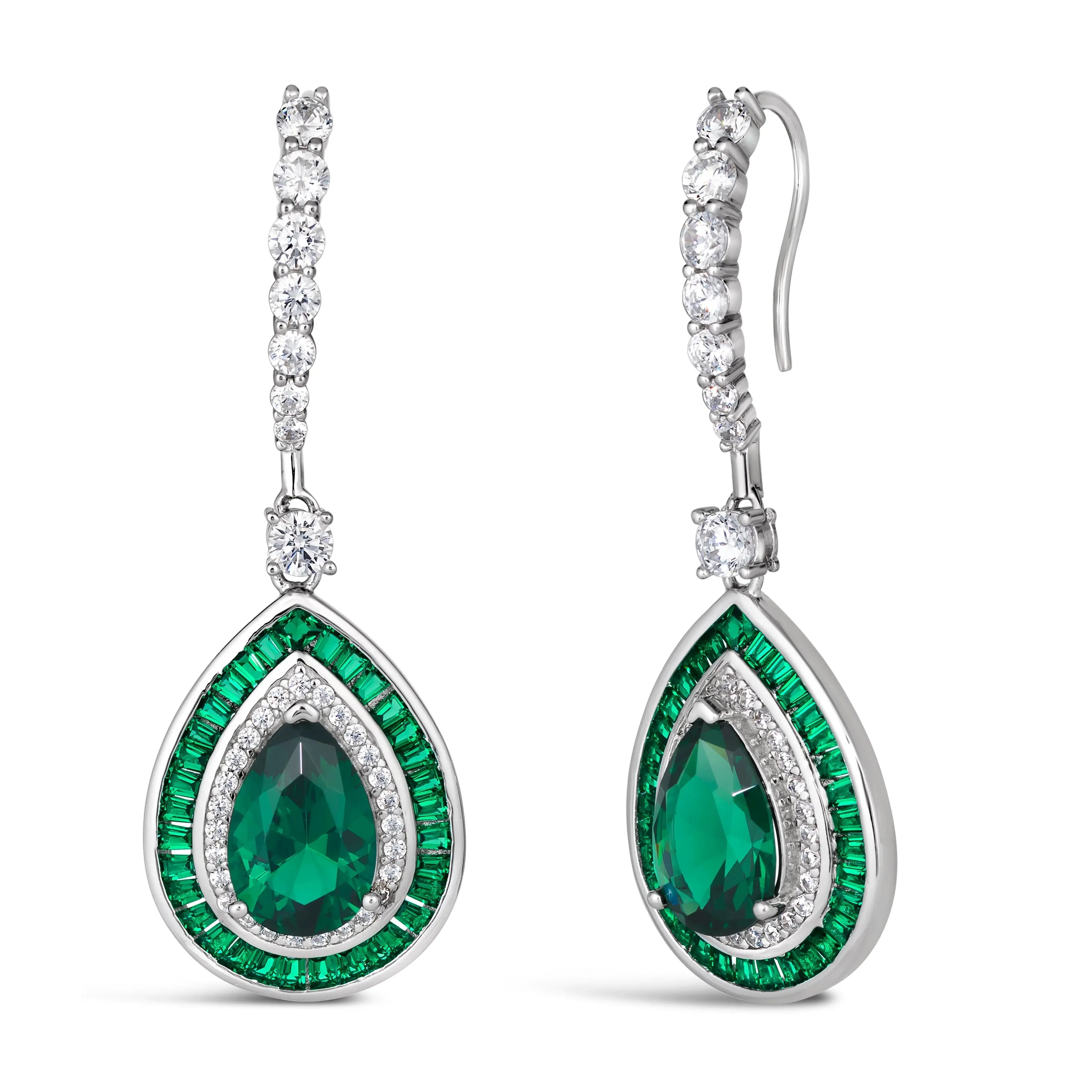Medellin Gem Drop Earrings in Emerald