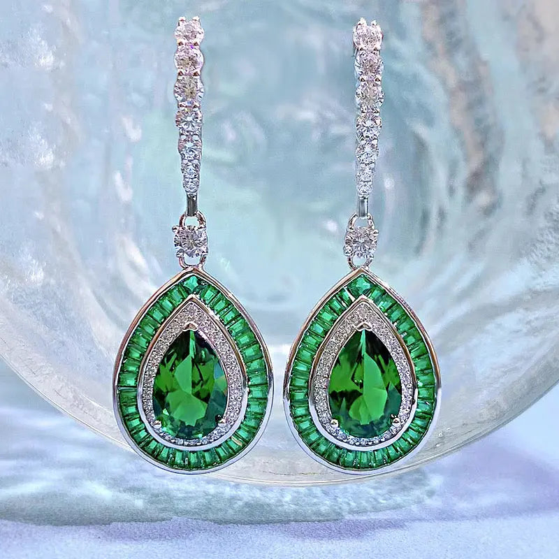 Medellin Gem Drop Earrings in Emerald