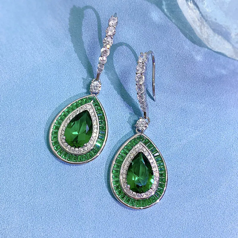 Medellin Gem Drop Earrings in Emerald