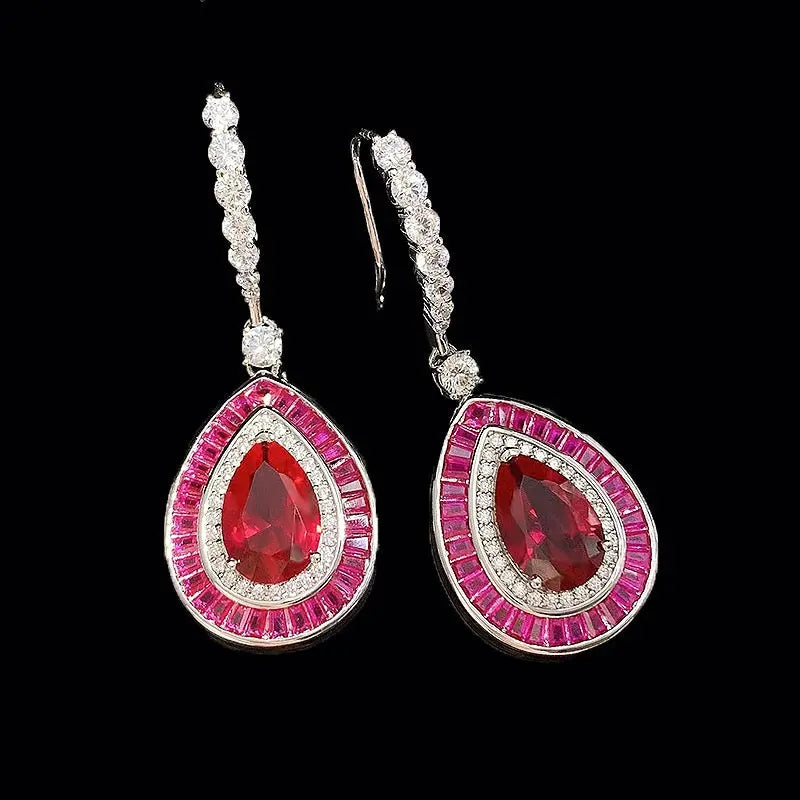 Medellin Gem Drop Earrings in Ruby