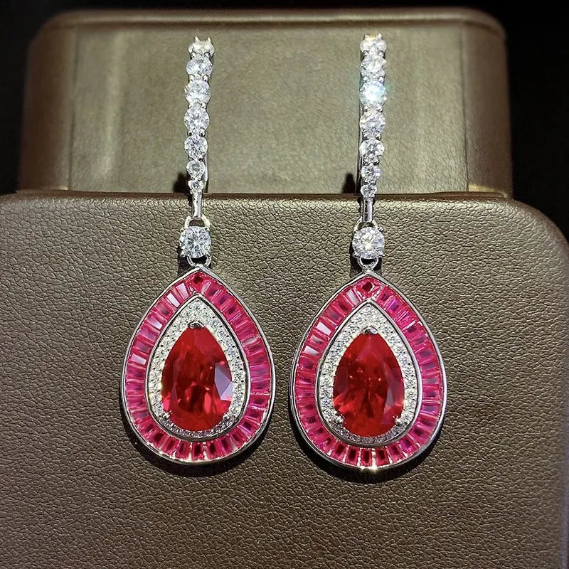 Medellin Gem Drop Earrings in Ruby