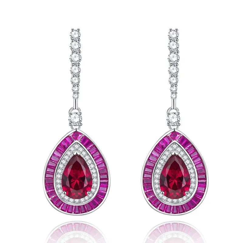 Medellin Gem Drop Earrings in Ruby