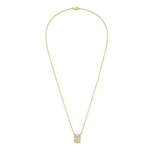 Lab Grown Emerald Cut Diamond Bezel Pendant