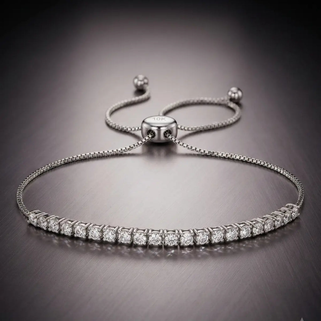 14K White Gold Miracle-Set Diamond Bolo Bracelet