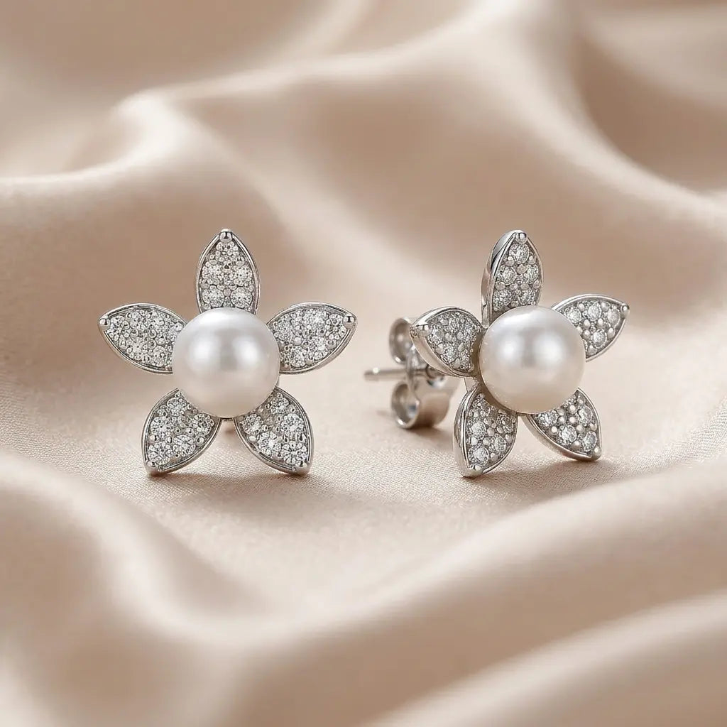 Mother of Pearl Bloom Studs by AZ Essentials