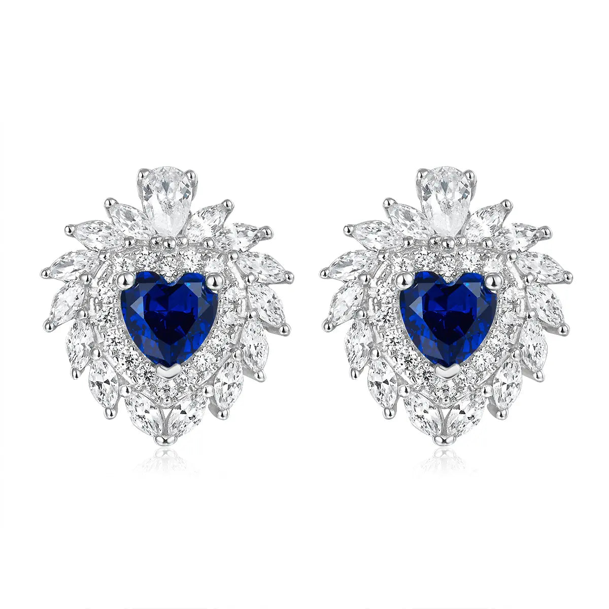 Multi Gem Heart Earrings in Sapphire