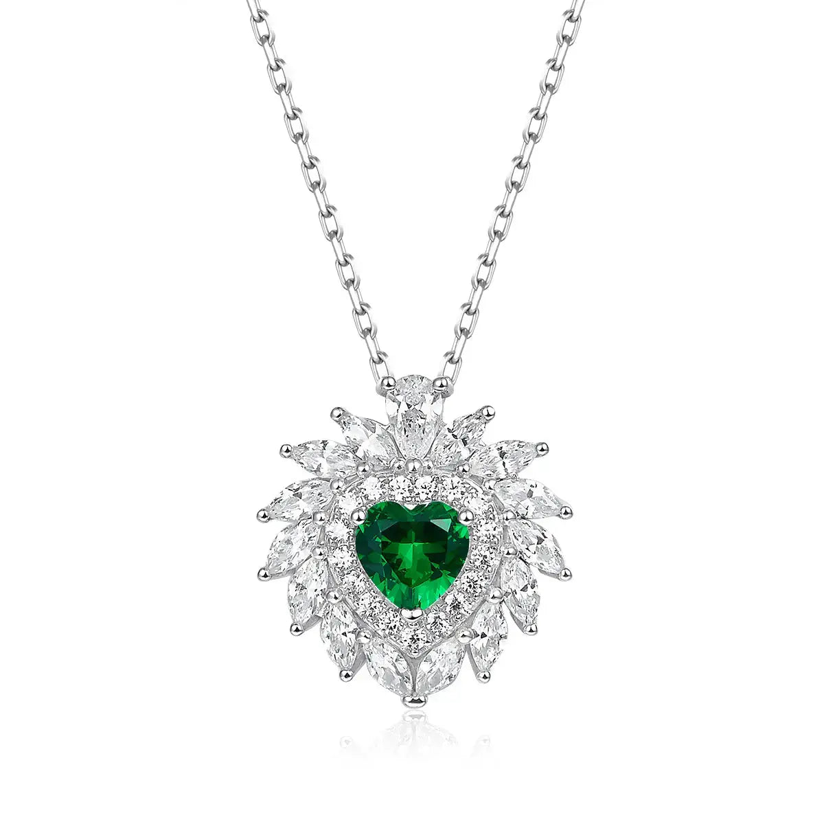 Multi Gem Heart Necklace in Emerald