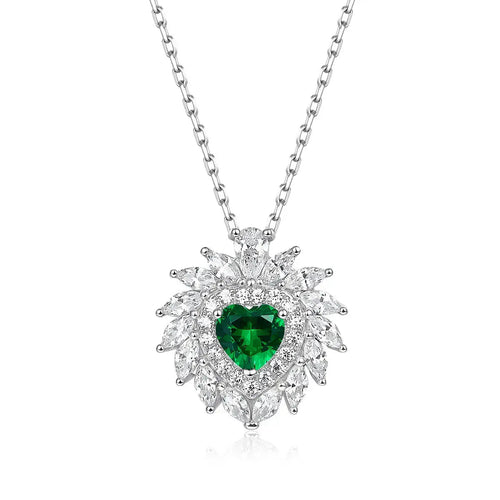 Multi Gem Heart Necklace in Emerald