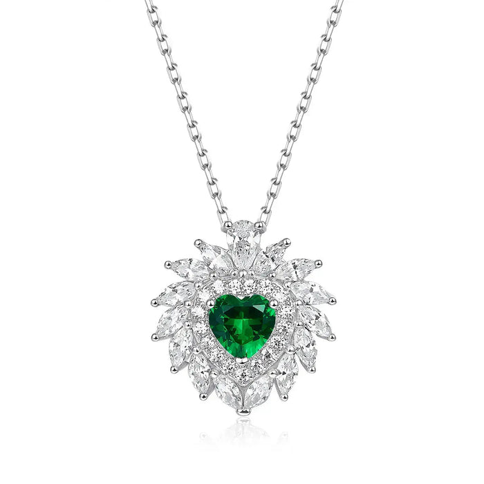 Multi Gem Heart Necklace in Emerald