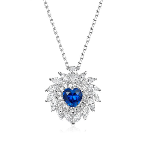 Multi Gem Heart Necklace in Sapphire