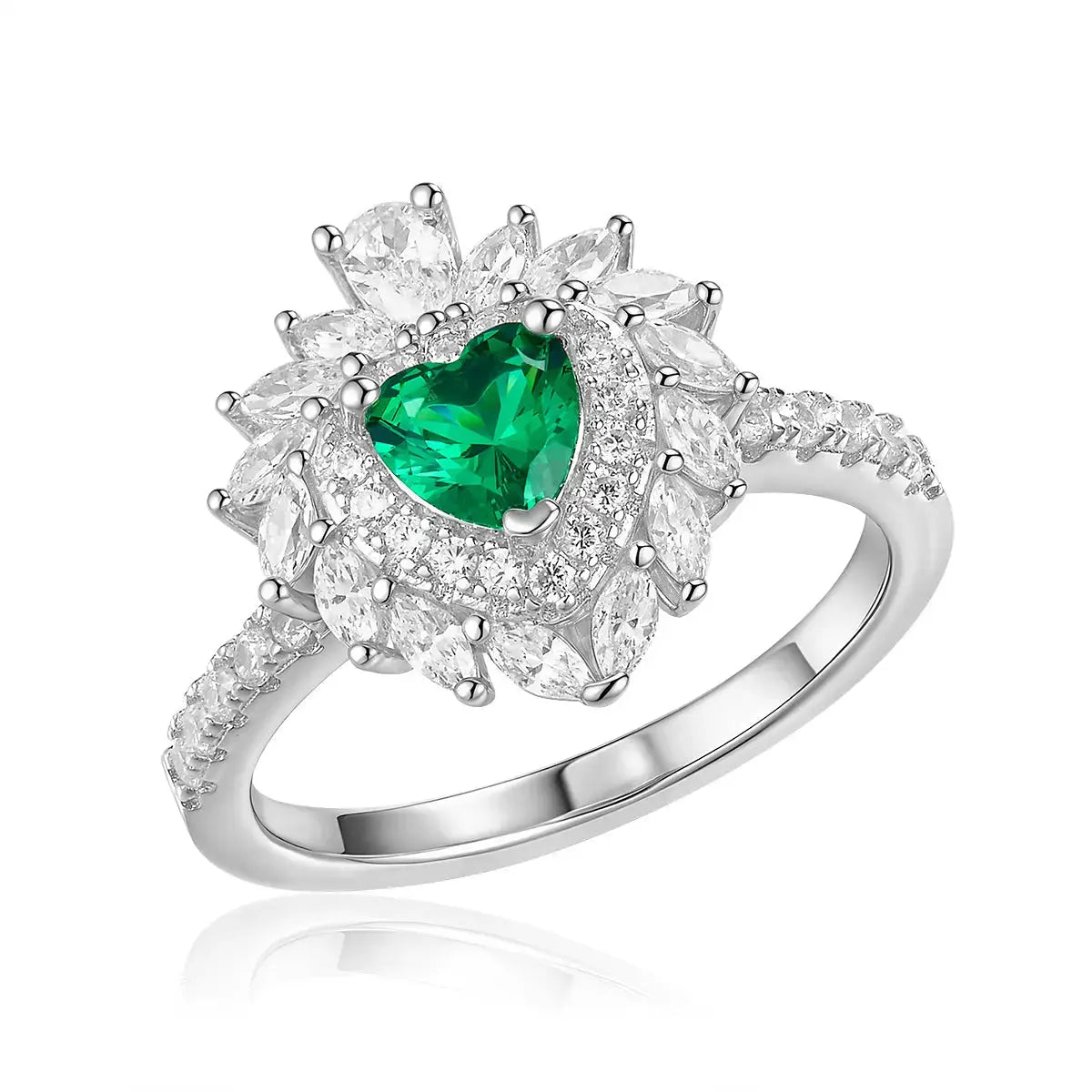 Multi Gem Heart Ring in Emerald