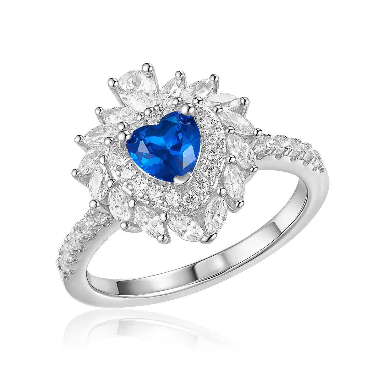 Multi Gem Heart Ring in Sapphire