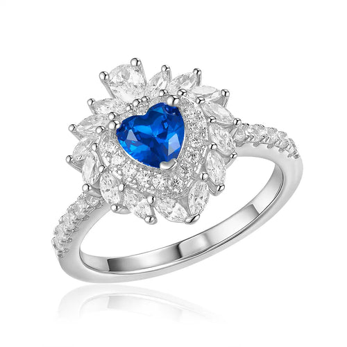 Multi Gem Heart Ring in Sapphire