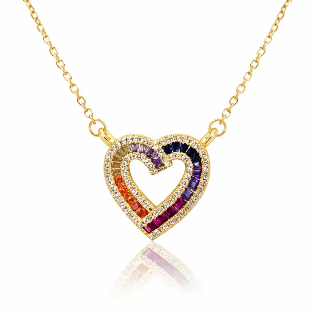 Multisapphire Heart Necklace