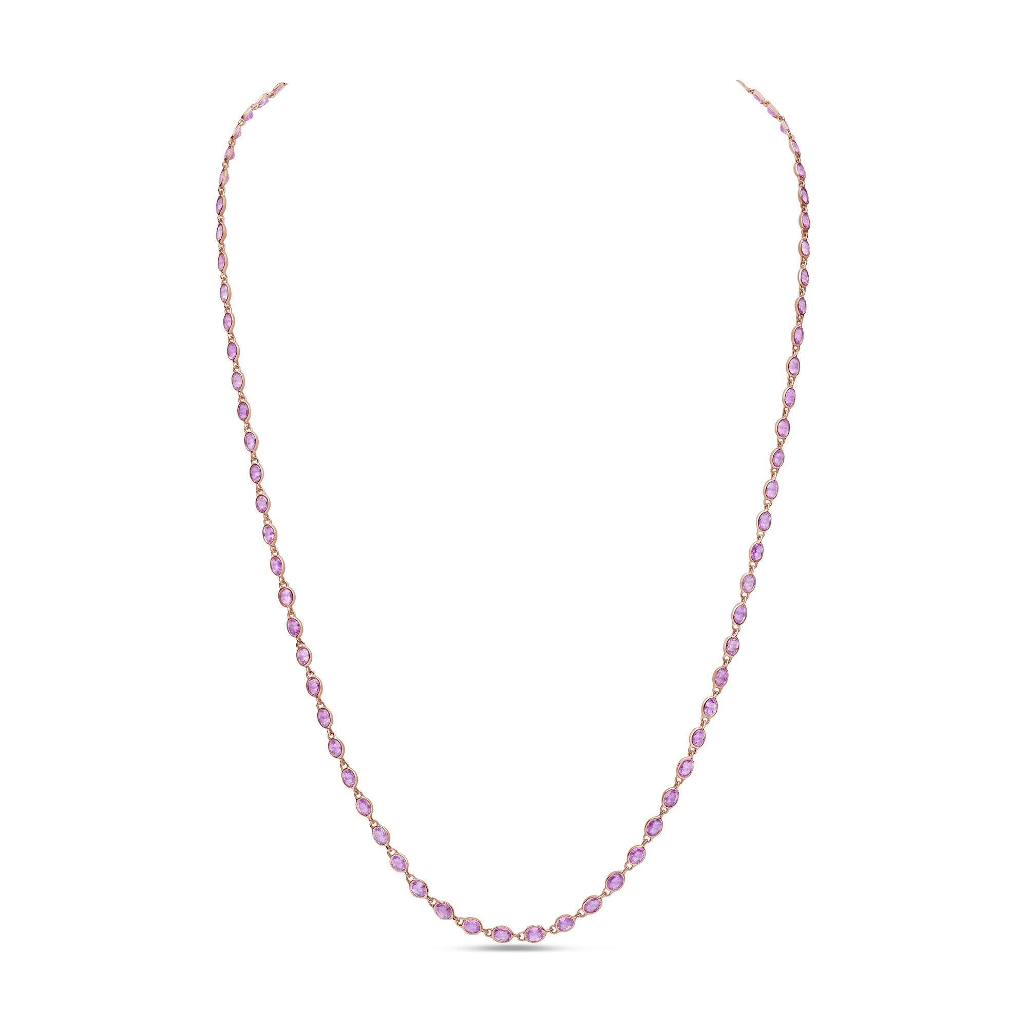 Oval Pink Sapphire Necklace