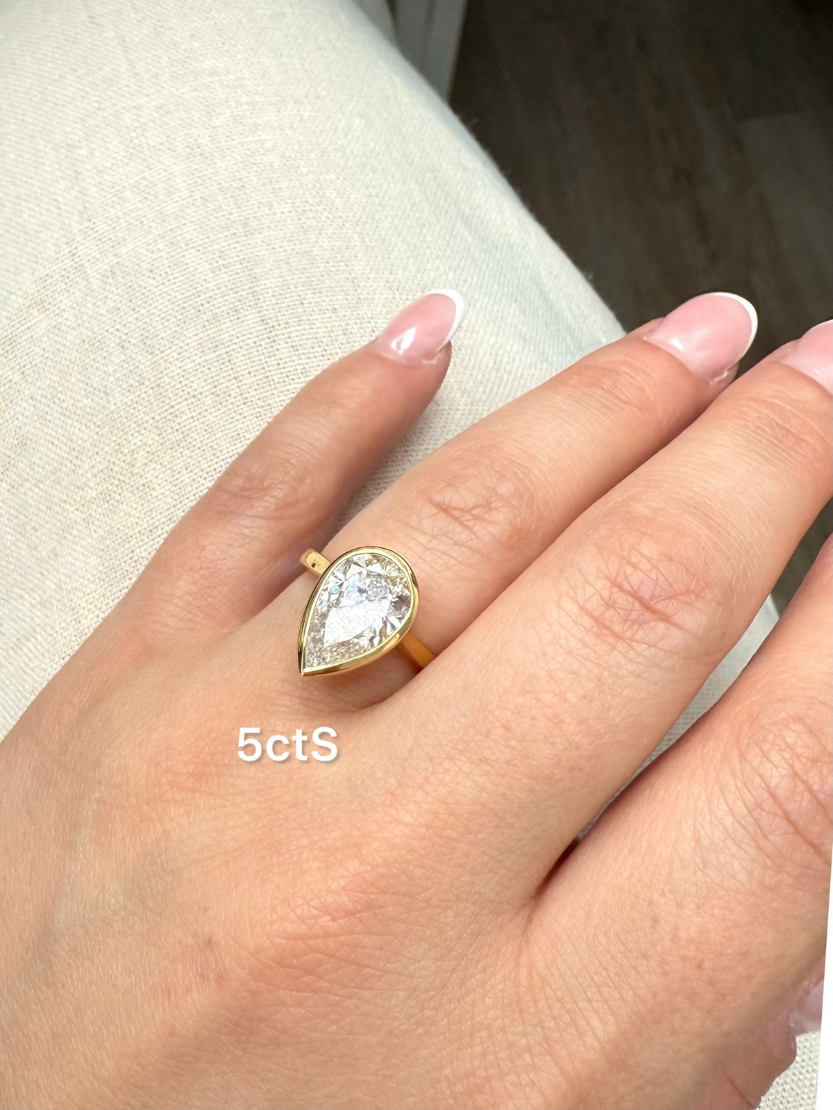 Lab-Grown Pear Bezel Engagement Ring