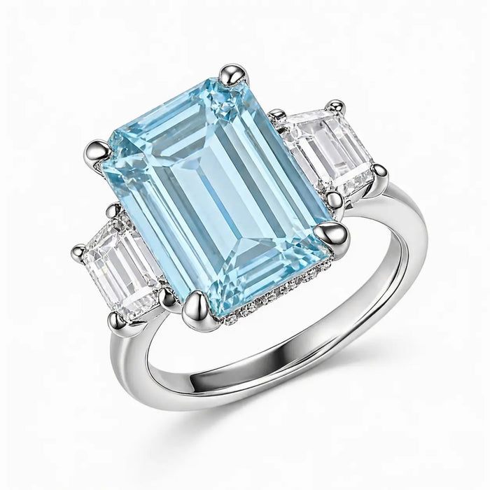 Natalie 3 Stone Ring in Aquamarine