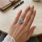 Natalie 3 Stone Ring in Aquamarine