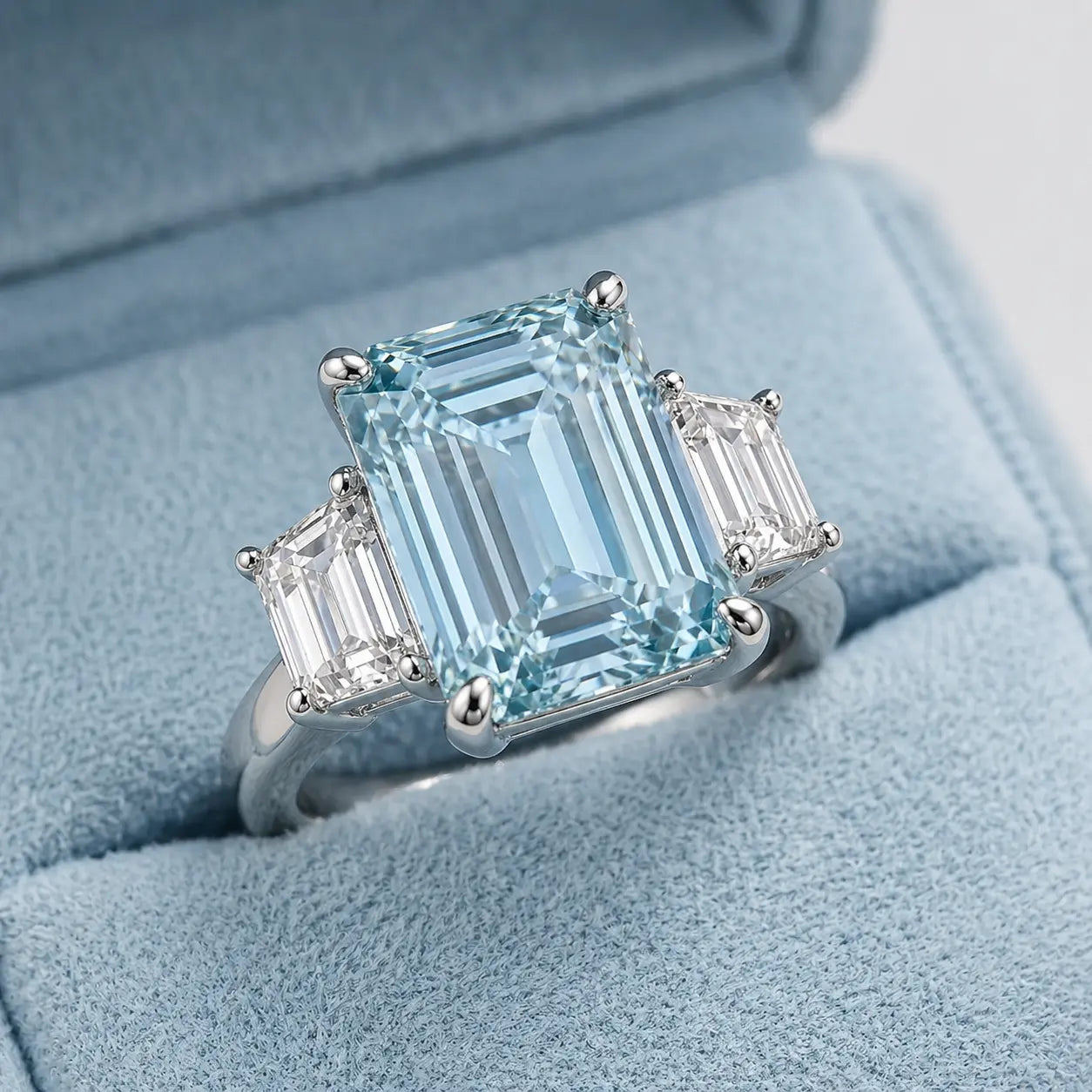 Natalie 3 Stone Ring in Aquamarine