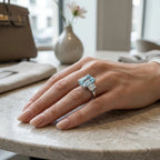 Natalie 3 Stone Ring in Aquamarine