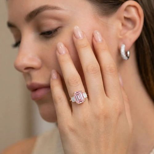 Natalie 3 Stone Ring in Argyle Pink