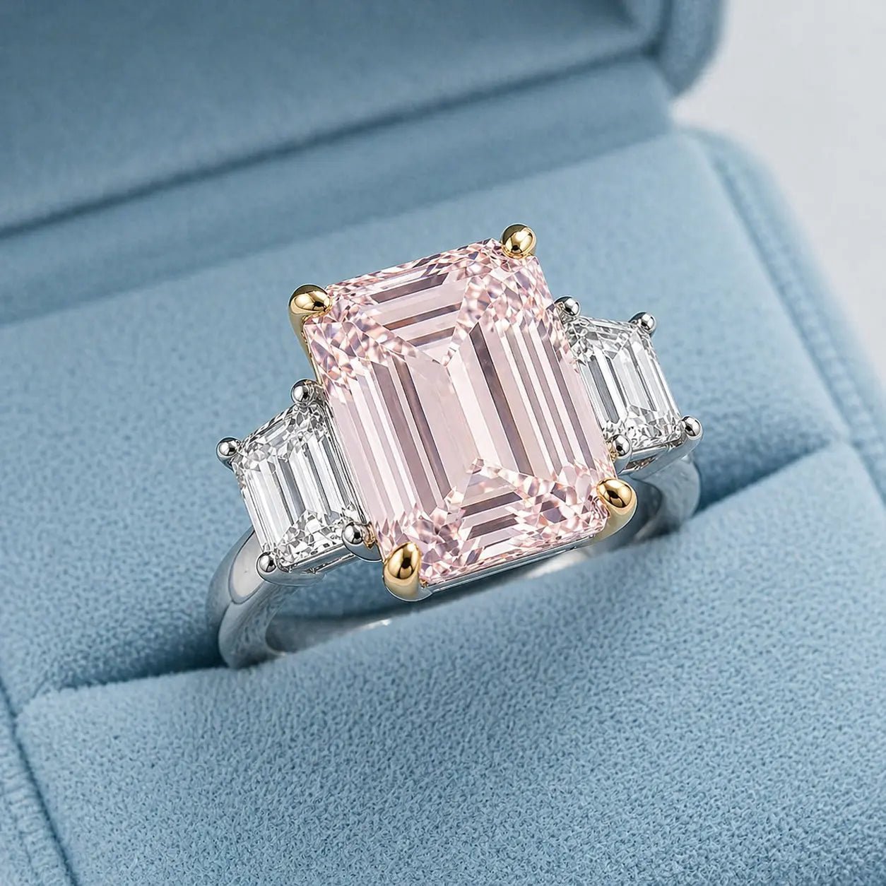 Natalie 3 Stone Ring in Argyle Pink
