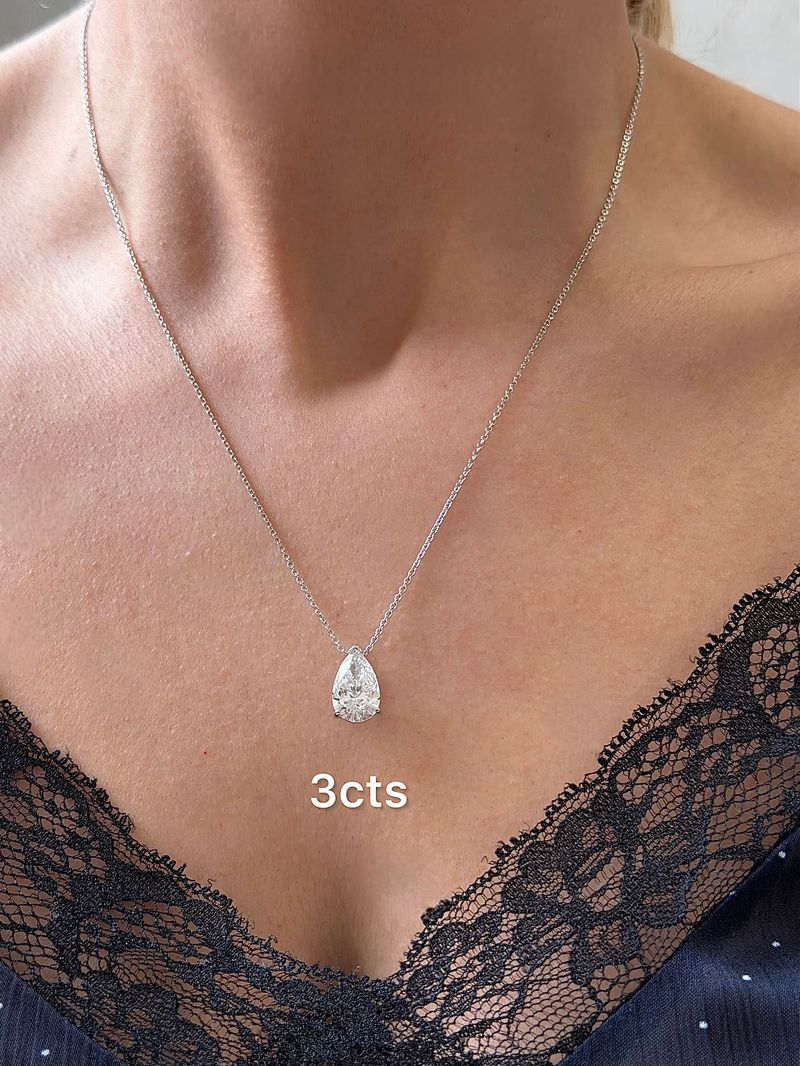 Lab-Grown Pear Diamond Solitaire Pendant