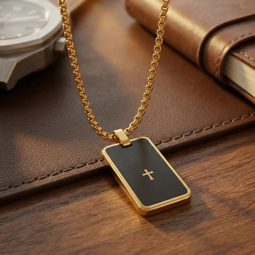 Noir Faith Tag Necklace