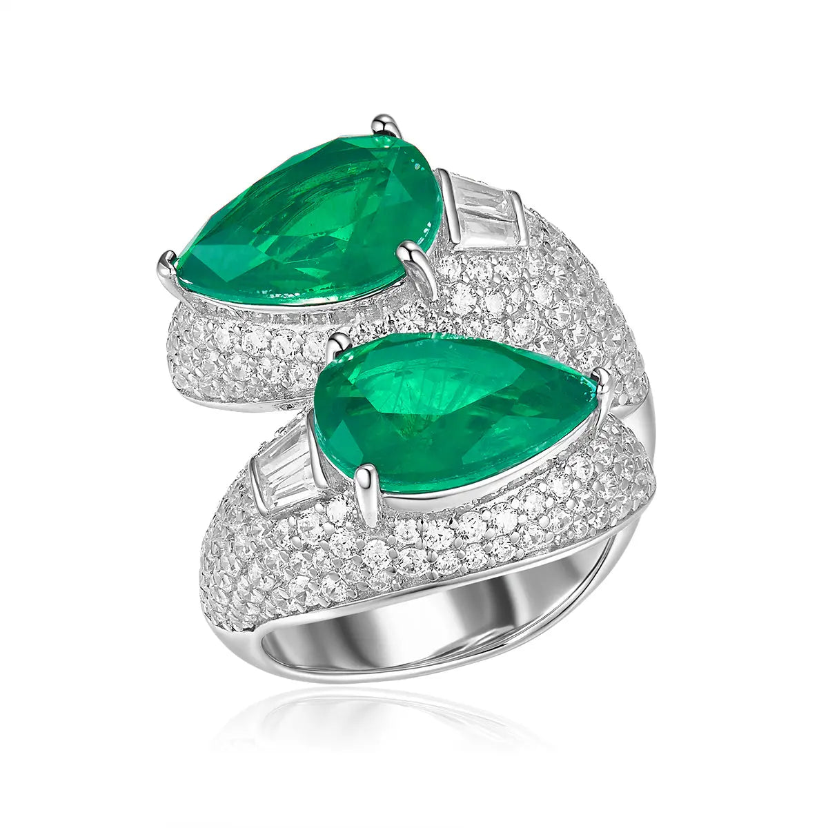 Nora Bypass Ring with Emerald