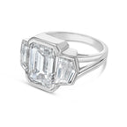 Lab-Grown Emerald Cut Bezel Ring with Cadillac Sides, 18K Gold
