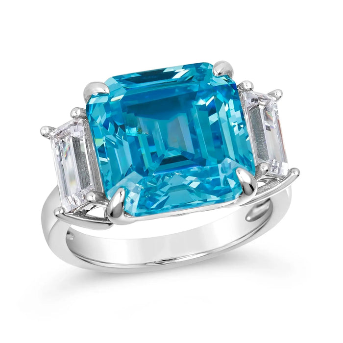 Ocean Drive 8 Carat Asscher Cut Ring Aquamarine
