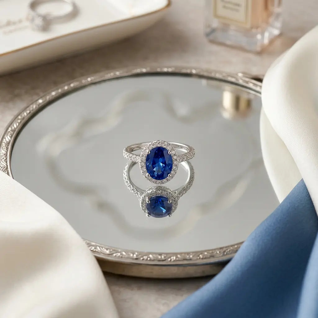 Oleander Ring in Blue Sapphire