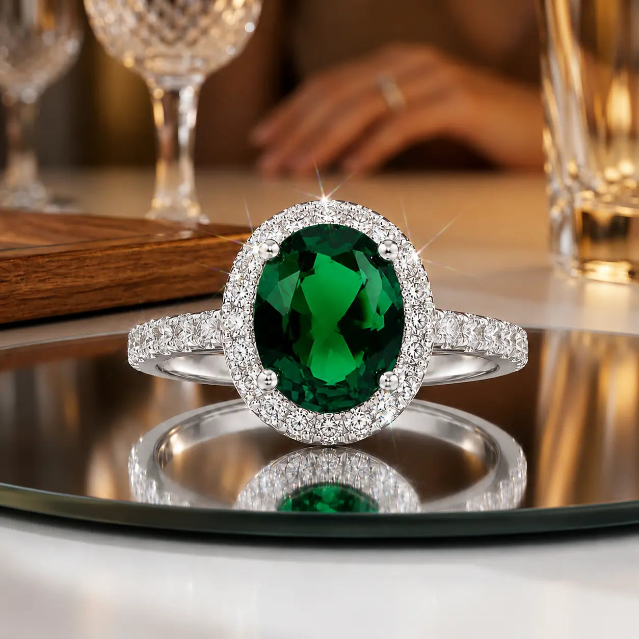 Oleander Ring in Emerald