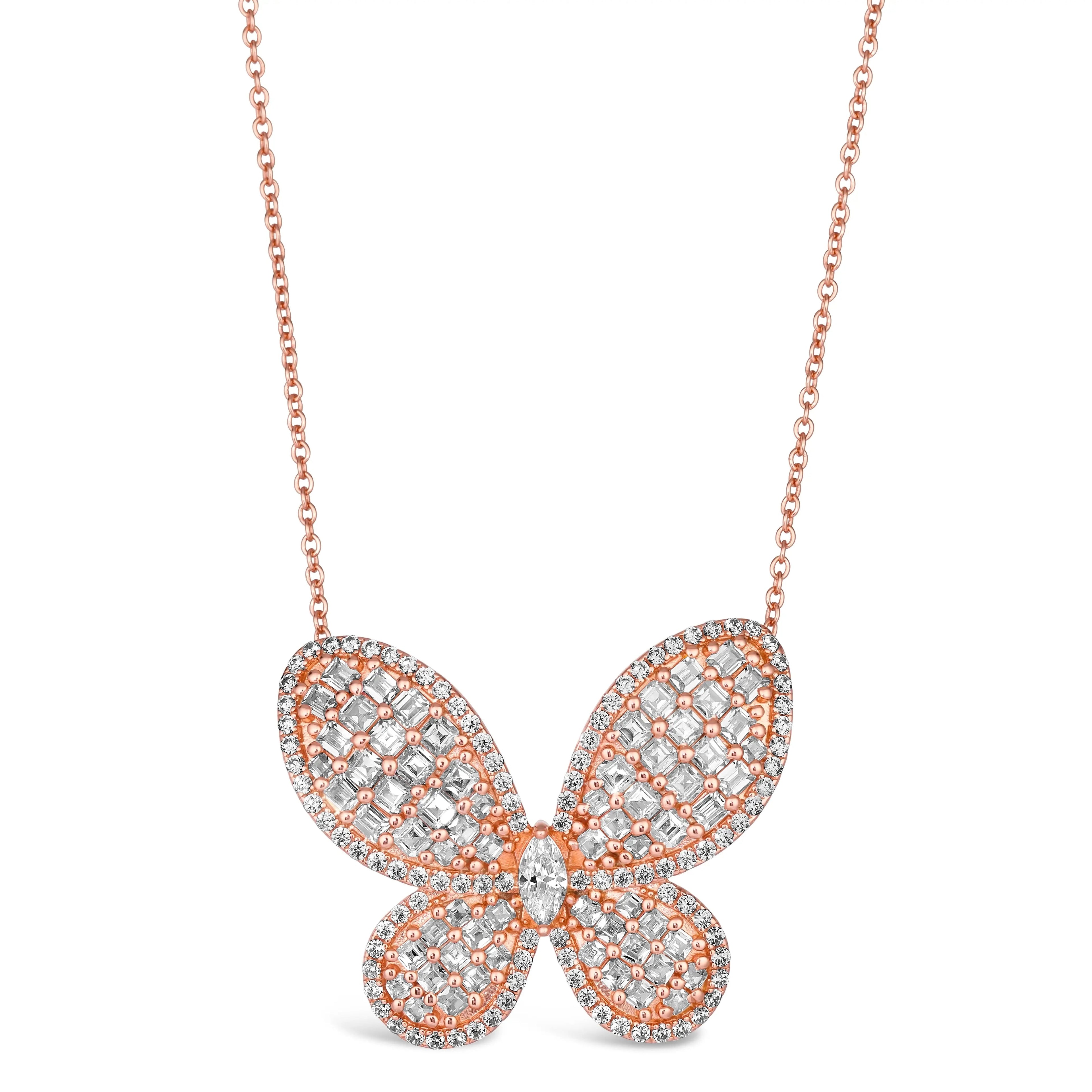 Olivia Butterfly Necklace Rose Gold