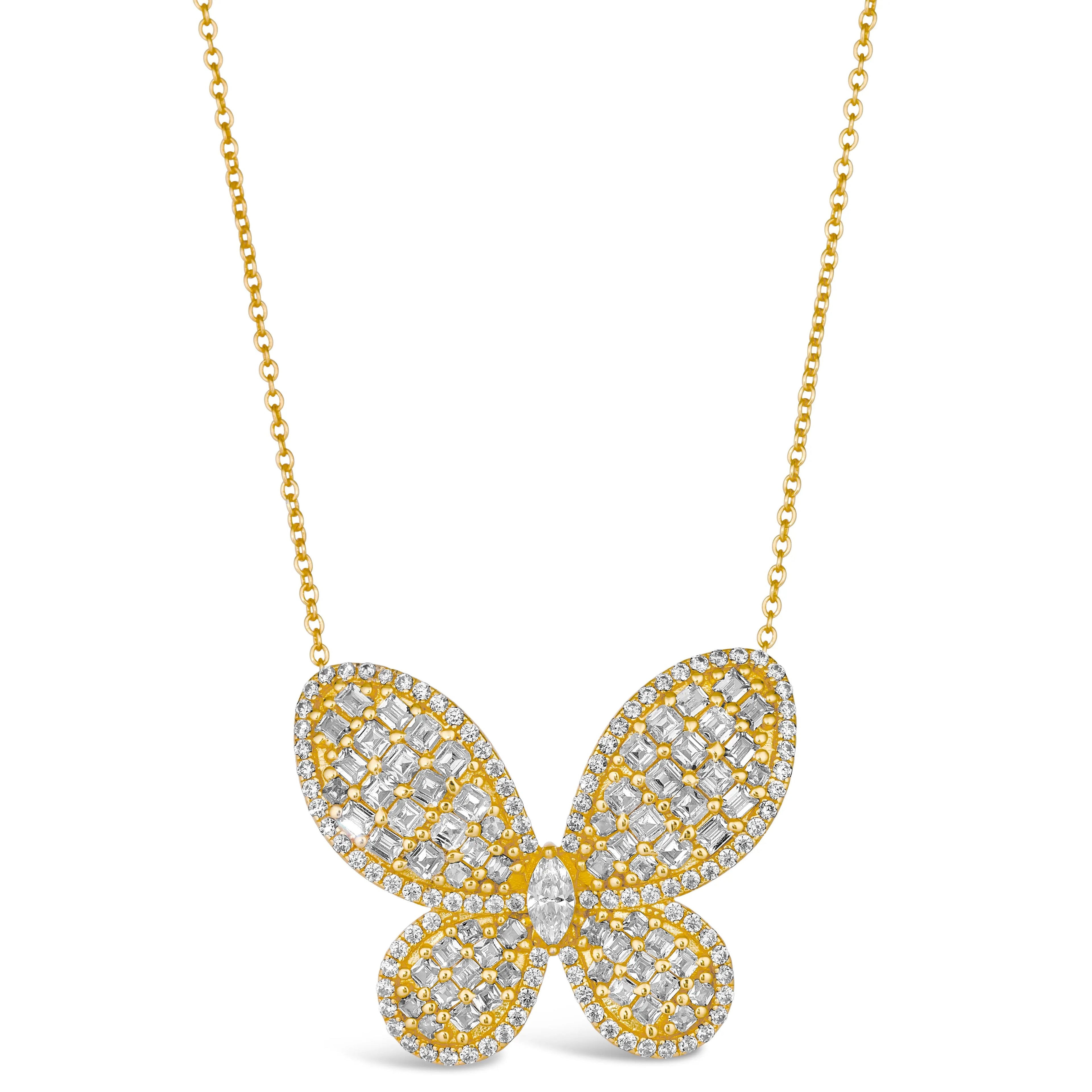 Olivia Butterfly Necklace Yellow Gold