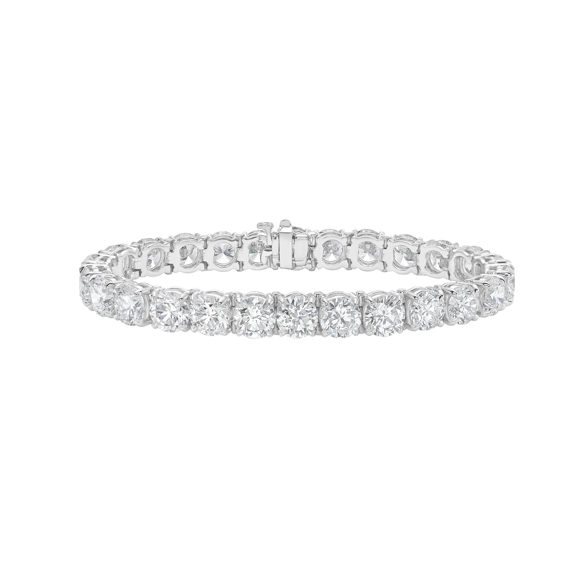 Lab-Grown Round Diamond Tennis Bracelet, 4-Prong, 14K Gold