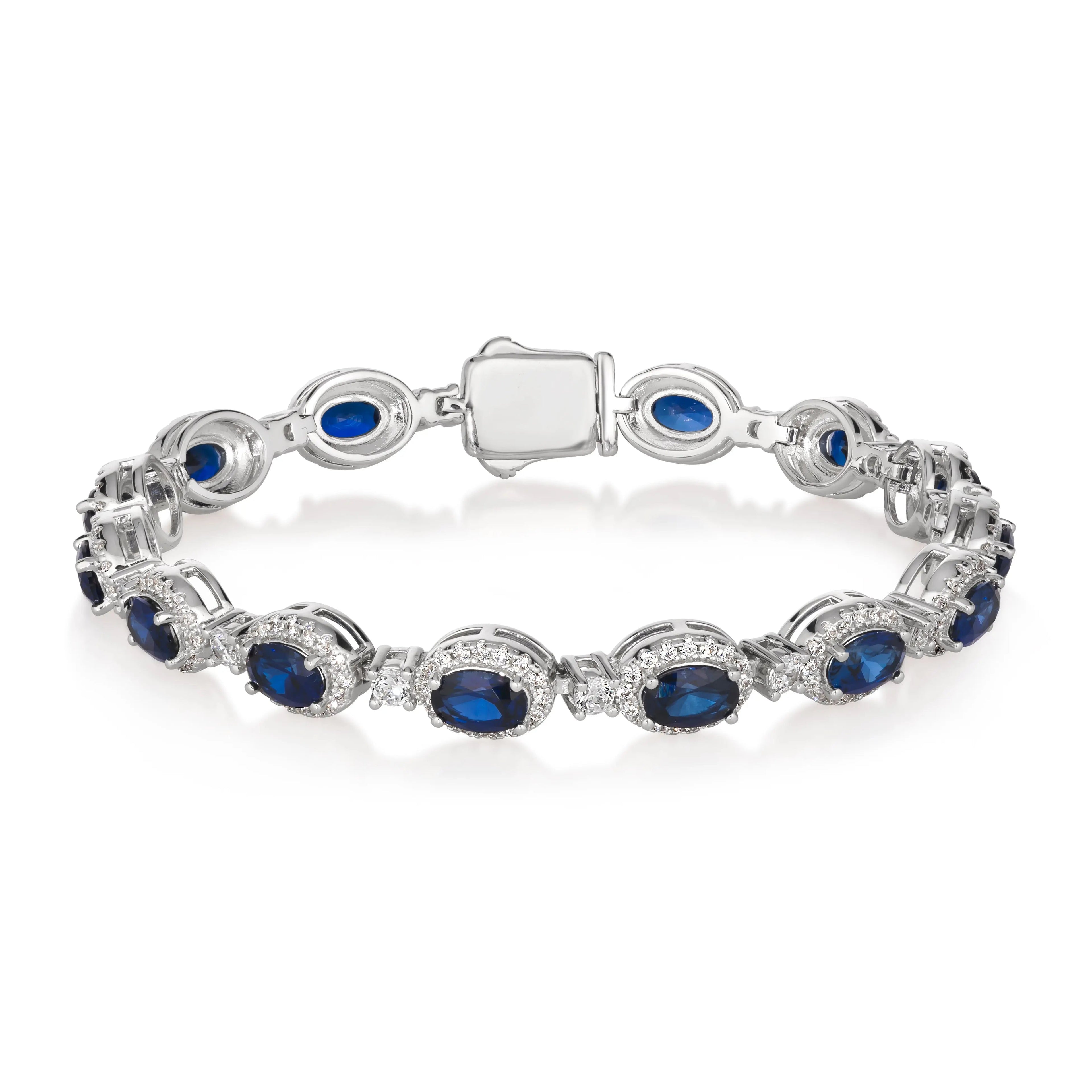 Oval Gem Art Deco Bracelet in Blue Sapphire