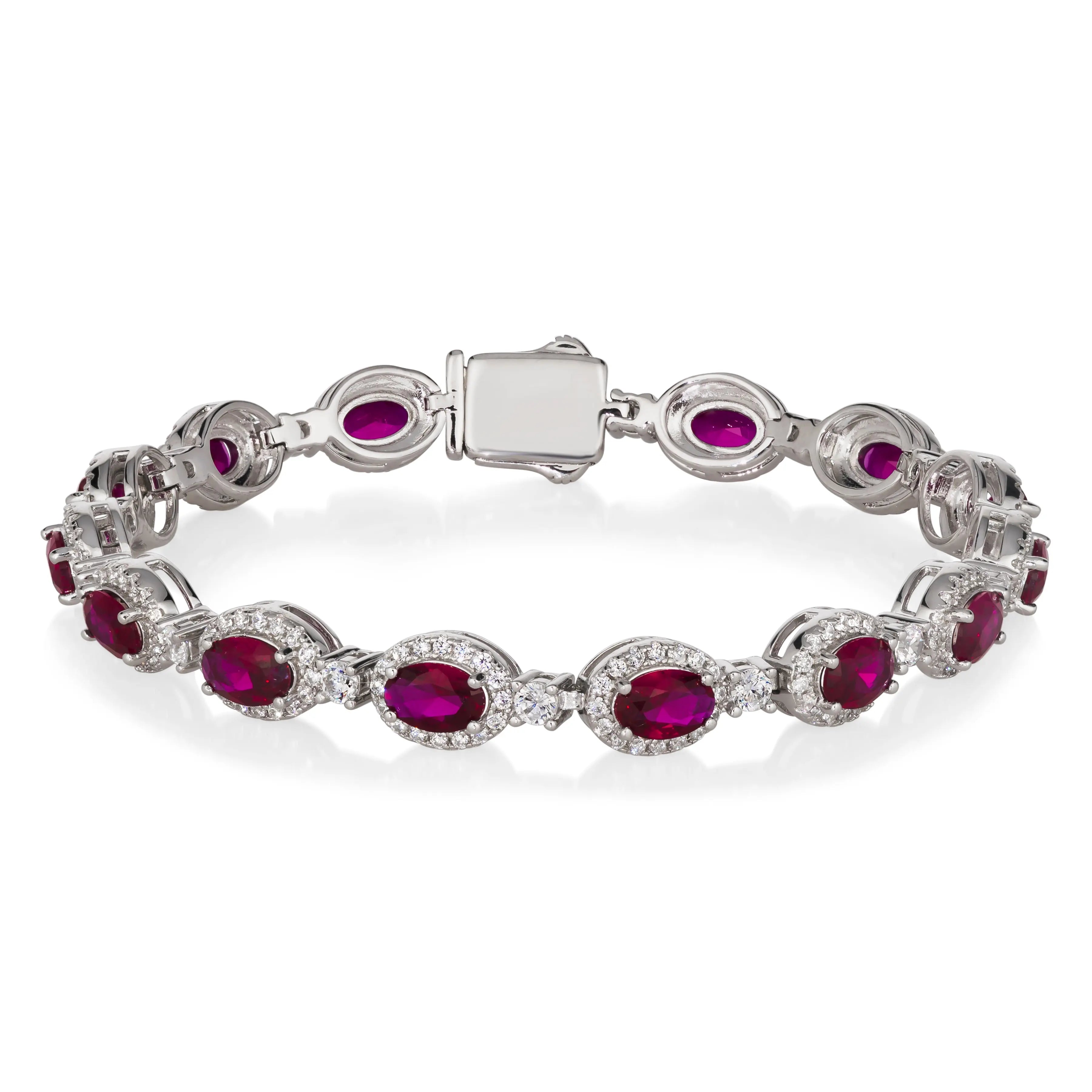 Oval Gem Art Deco Bracelet in Ruby
