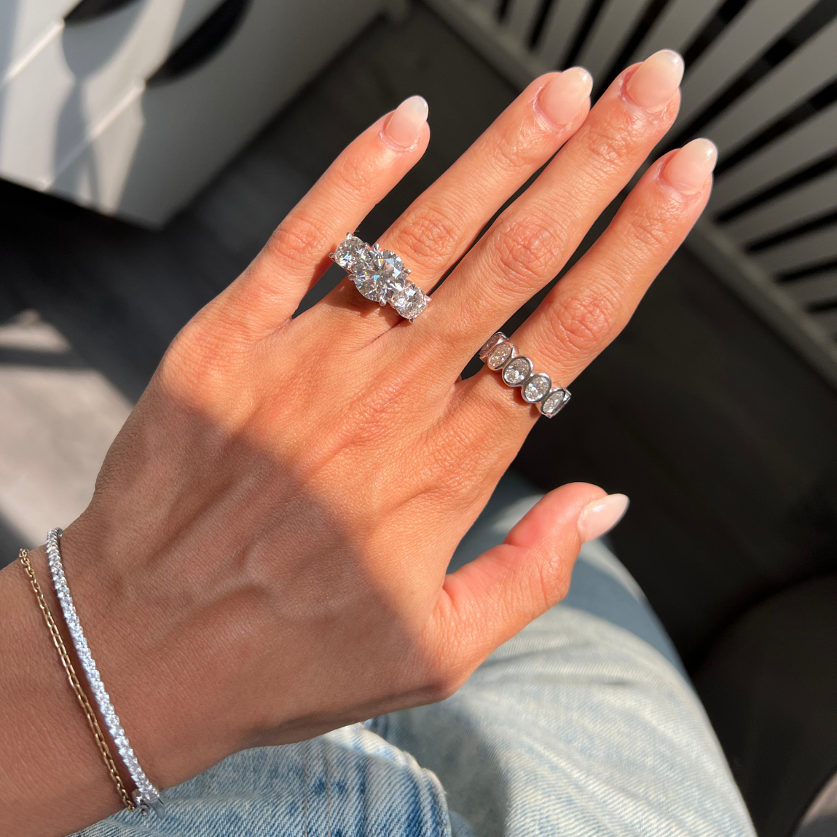 Lab Grown Oval Bezel Eternity Band